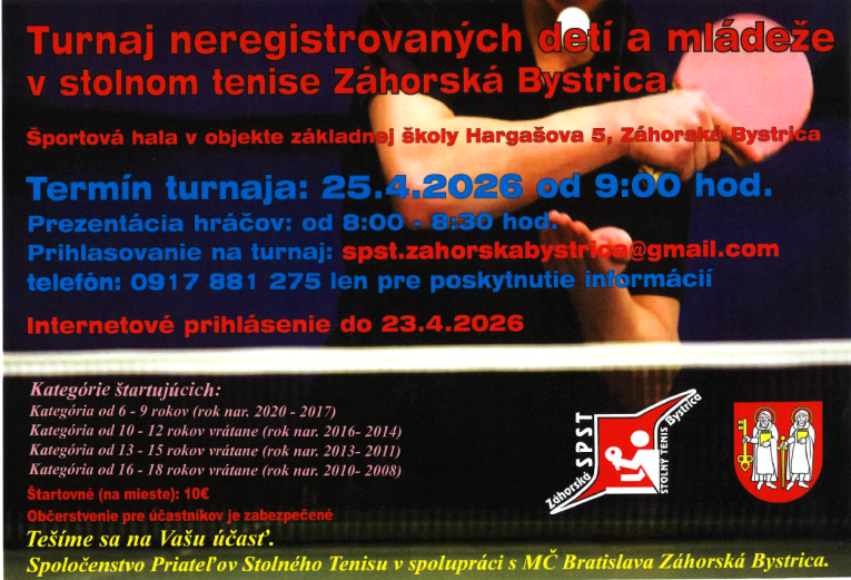 Turnaj v&nbsp;stolnom tenise ZŠ Hargašova - pozvánka